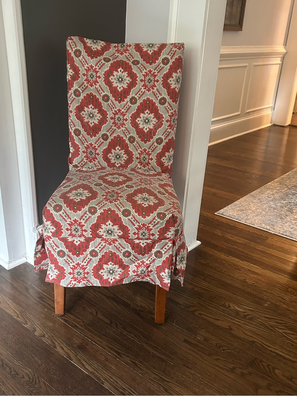 Set of 2. Red and Gray Patterned Slipcover for Parsons Chair- Kirklands